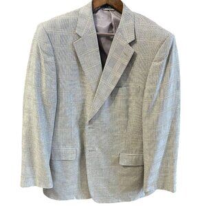 Stanley Blacker Men’s Blazer Jacket Size 46R Plaid Wool Blend Classic Tailored